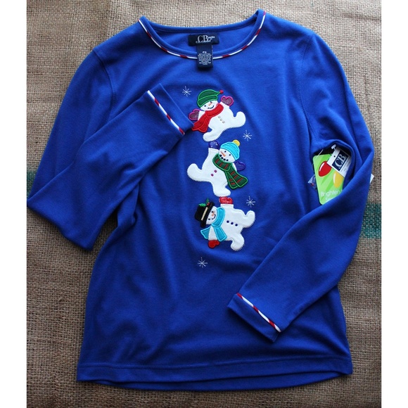 Dancing Snowman Blouse NWT Super Soft Classy - Picture 5 of 6